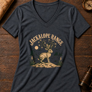 Jackalope Range Women's V-Neck Tee — dark grey heather
