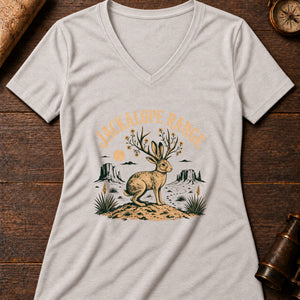 Jackalope Range Women's V-Neck Tee — heather dust