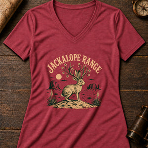 Jackalope Range Women's V-Neck Tee — heather red