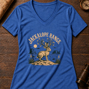 Jackalope Range Women's V-Neck Tee — heather true royal