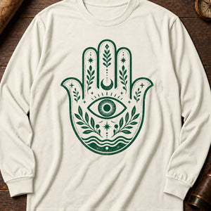 Hamsa Charm Long Sleeve Shirt — Ivory