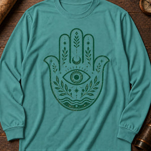 Hamsa Charm Long Sleeve Shirt — Seafoam