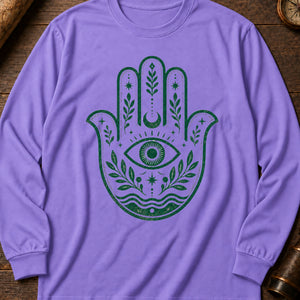 Hamsa Charm Long Sleeve Shirt — Violet