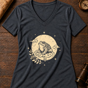 Lunar Toad Women's V-Neck Tee — dark grey heather
