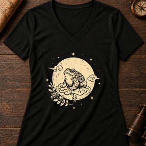 Lunar Toad Women's V-Neck Tee — solid black blend