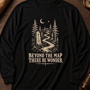 Whistling Beyond Map Long Sleeve Shirt — Black