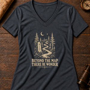 Whistling Beyond Map Women's V-Neck Tee — dark grey heather