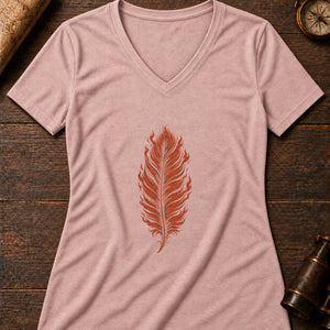 Firebird Feather Women's V-Neck Tee — heather peach