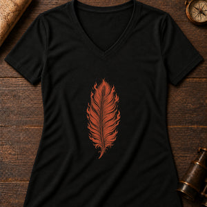 Firebird Feather Women's V-Neck Tee — solid black blend