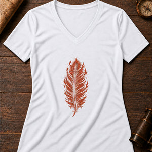 Firebird Feather Women's V-Neck Tee — solid white blend