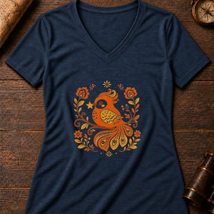 Little Firebird Friend Women's V-Neck Tee — heather navy