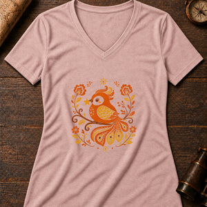 Little Firebird Friend Women's V-Neck Tee — heather peach