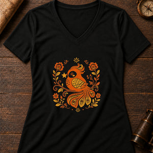 Little Firebird Friend Women's V-Neck Tee — solid black blend