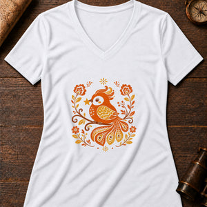 Little Firebird Friend Women's V-Neck Tee — solid white blend