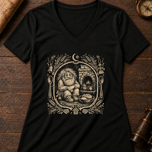 Domovoi Hearth Keeper Women's V-Neck Tee — solid black blend