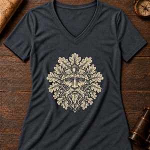 Foliate Head Women's V-Neck Tee — dark grey heather