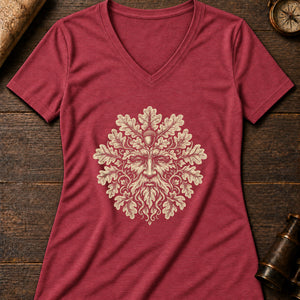 Foliate Head Women's V-Neck Tee — heather red