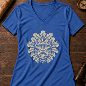 Foliate Head Women's V-Neck Tee — heather true royal