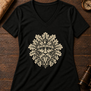 Foliate Head Women's V-Neck Tee — solid black blend