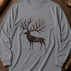 Cave Art Stag Long Sleeve Shirt — Grey