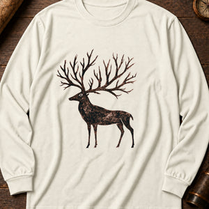 Cave Art Stag Long Sleeve Shirt — Ivory