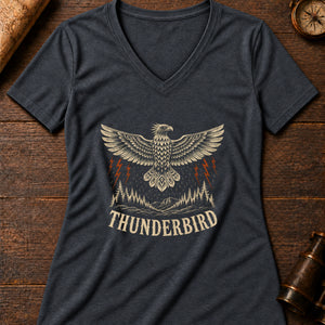 Thunderbird Omen Women's V-Neck Tee — dark grey heather