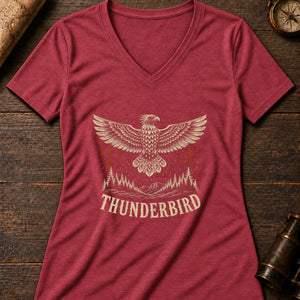 Thunderbird Omen Women's V-Neck Tee — heather red