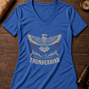 Thunderbird Omen Women's V-Neck Tee — heather true royal