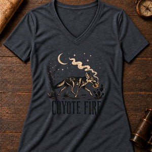 Coyote Fire Women's V-Neck Tee — dark grey heather
