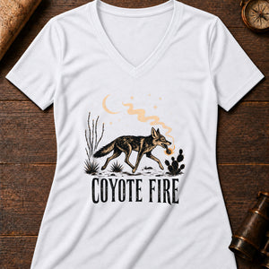 Coyote Fire Women's V-Neck Tee — solid white blend