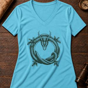 Uktena Coil Women's V-Neck Tee — turquoise