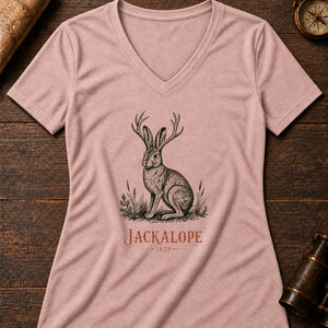 Jackalope Field Note Women's V-Neck Tee — heather peach