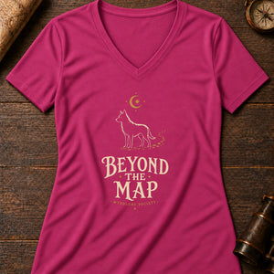 Beyond The Map Women's V-Neck Tee — berry