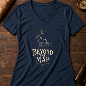 Beyond The Map Women's V-Neck Tee — heather navy
