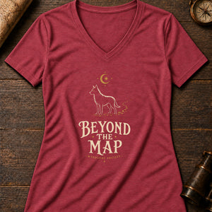 Beyond The Map Women's V-Neck Tee — heather red