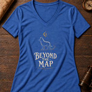 Beyond The Map Women's V-Neck Tee — heather true royal