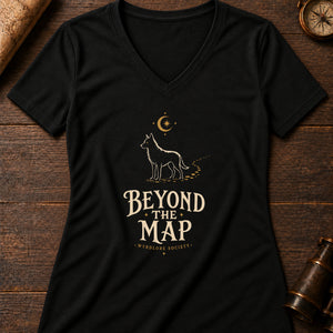 Beyond The Map Women's V-Neck Tee — solid black blend