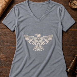 Thunderbird Crest Women's V-Neck Tee — athletic heather