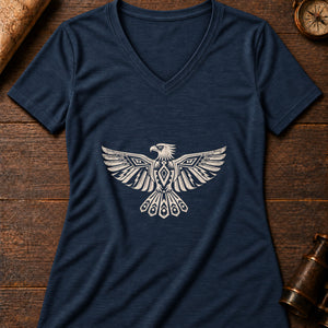 Thunderbird Crest Women's V-Neck Tee — heather navy