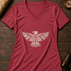 Thunderbird Crest Women's V-Neck Tee — heather red