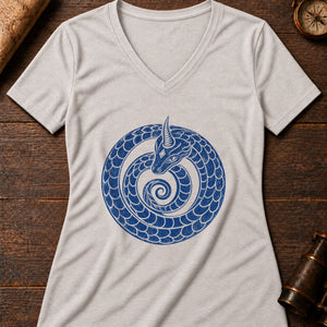 Horned Serpent Omen Women's V-Neck Tee — heather dust