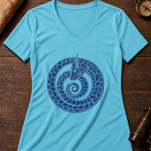 Horned Serpent Omen Women's V-Neck Tee — turquoise