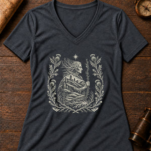 Cailleach Winter Hag Women's V-Neck Tee — dark grey heather