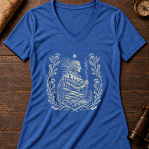 Cailleach Winter Hag Women's V-Neck Tee — heather true royal