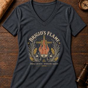 Brigid Flame Women's V-Neck Tee — dark grey heather