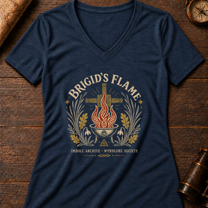 Brigid Flame Women's V-Neck Tee — heather navy