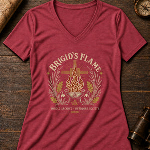 Brigid Flame Women's V-Neck Tee — heather red