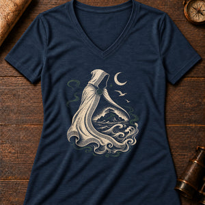 Mist Cloak Women's V-Neck Tee — heather navy