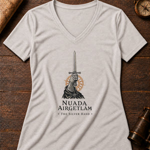 Silver Hand Women's V-Neck Tee — heather dust
