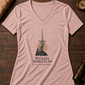 Silver Hand Women's V-Neck Tee — heather peach